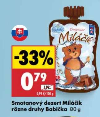 Smotanový dezert Miláčik rôzne druhy Babička 80 g