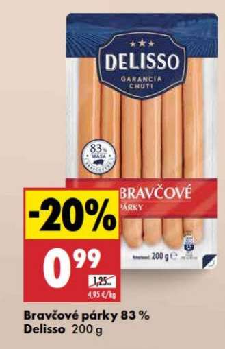 Bravčové párky 83 % Delisso 200 g