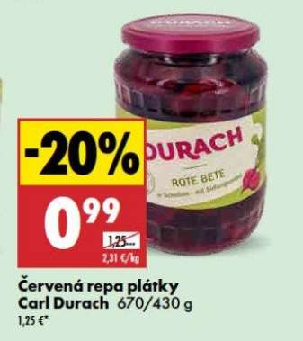 Červená repa plátky Carl Durach 670/430 g