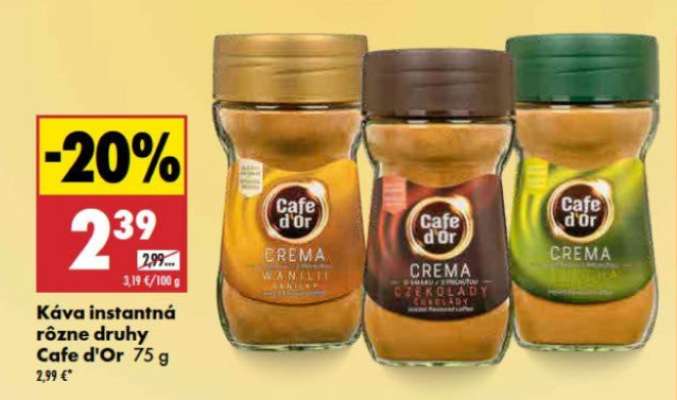 Káva instantná rôzne druhy Cafe d'Or 75 g