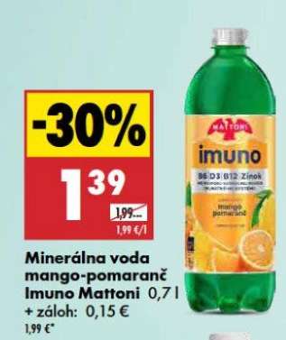 Minerálna voda mango-pomaranč Imuno Mattoni