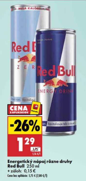 Energetický nápoj rôzne druhy Red Bull 250 ml