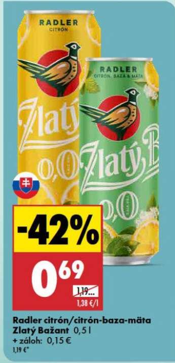 Radler citrón/citrón baza mäta Zlatý Bažant