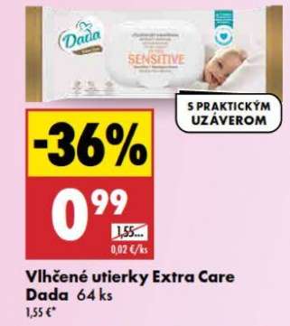 Vlhčené utierky Extra Care Dada 64 ks