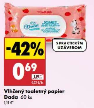 Vlhčený toaletný papier Dada 60 ks