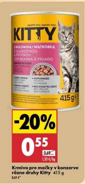 Krmivo pre mačky v konzervre rôzne druhy Kitty 415 g