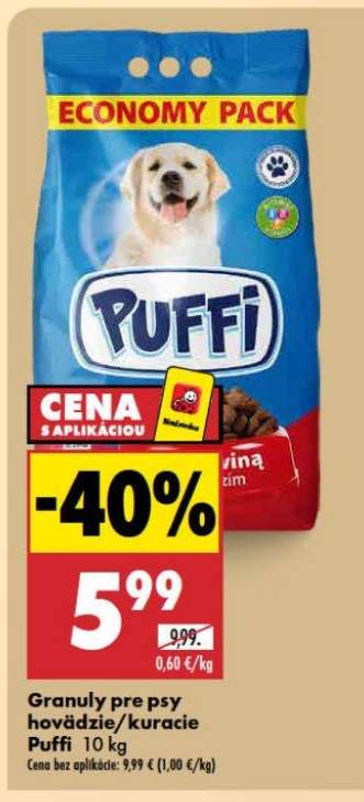 Granuly pre psy hovädzie/kuracie Puffi 10 kg
