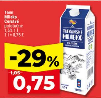 Tami Mlieko čerstvé polotučné
