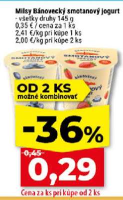 MILSY BÁNOVECKÝ SMOTANOVÝ JOGURT