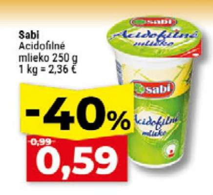 Sabi Acidofilné mlieko 250 g