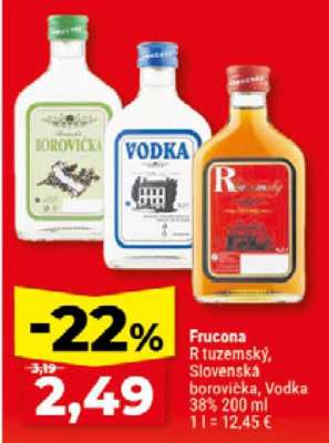 Frucona R tuzemský, Slovenská borovička, Vodka