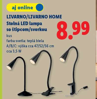 Stolná LED lampa/so štipcom/svorkou