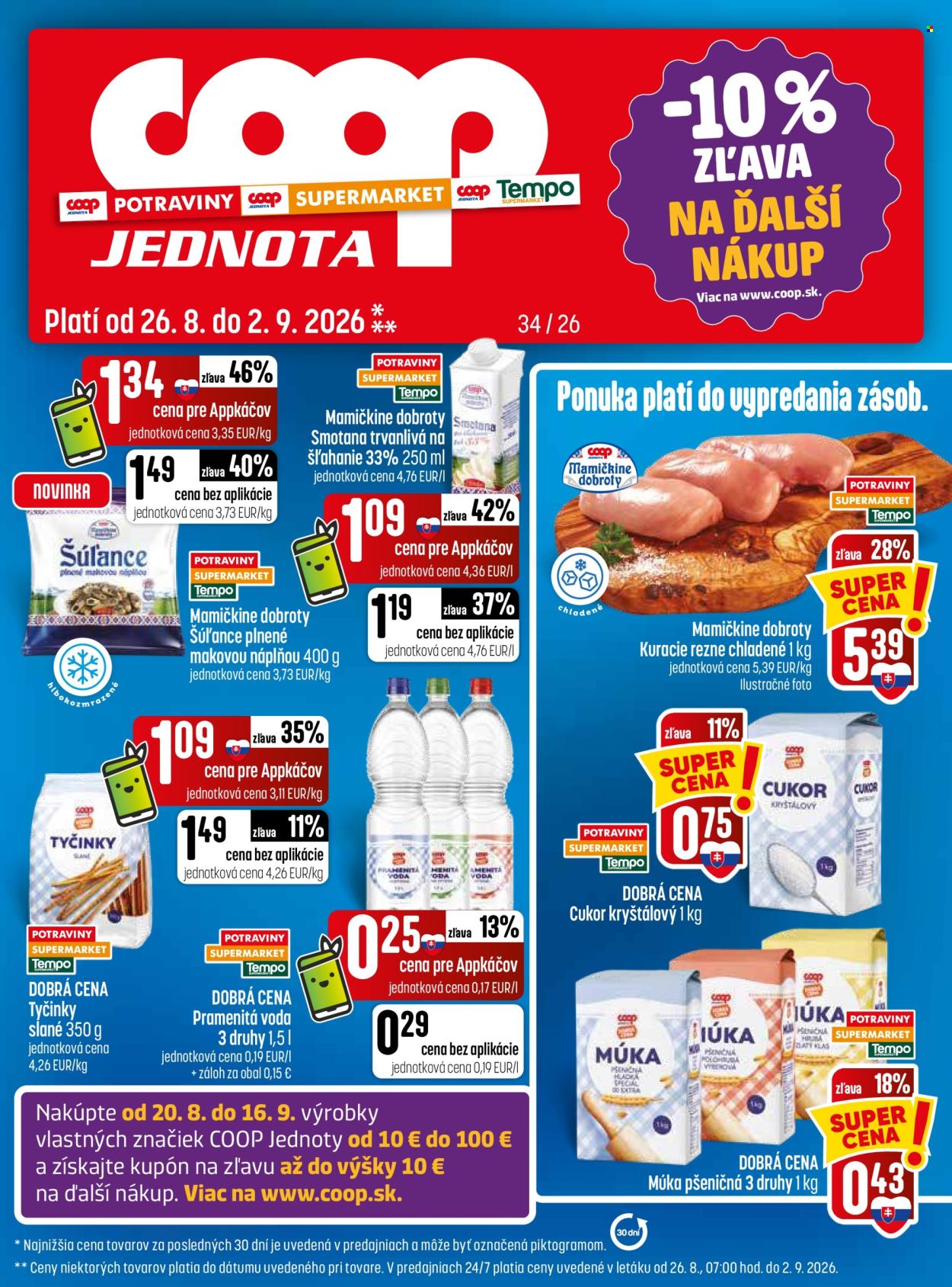 Leták COOP Jednota - 26.8.2026 - 2.9.2026. Strana 1