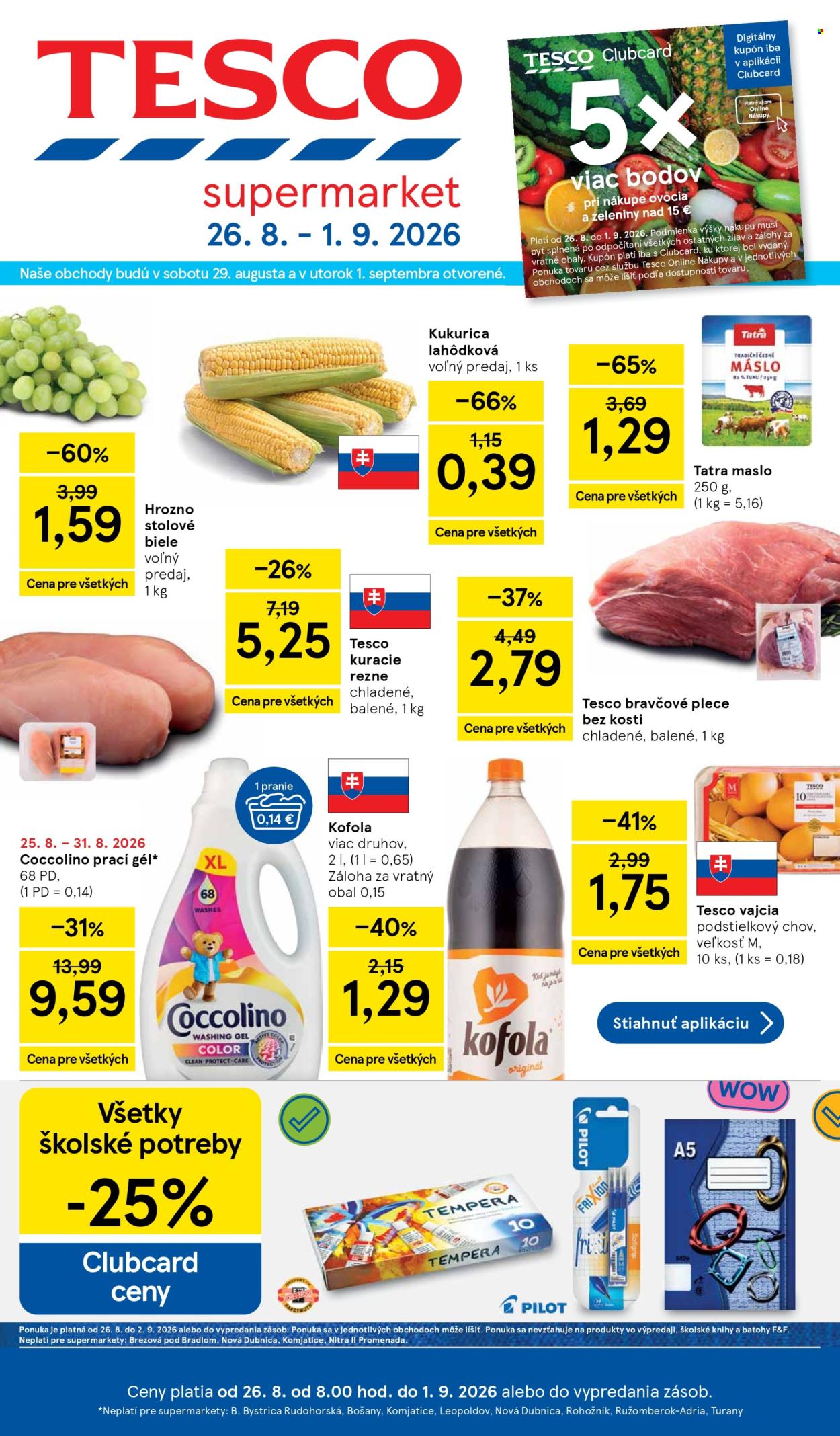 Leták TESCO supermarket - 26.8.2026 - 1.9.2026. Strana 1