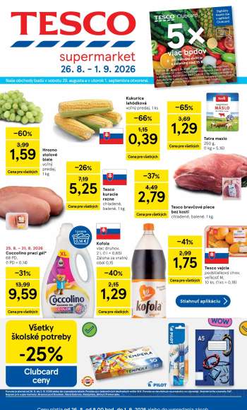 Leták TESCO supermarket - 26.8.2026 - 1.9.2026.