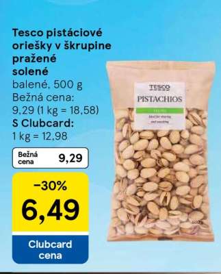 Tesco pistáciové oriešky v škrupine pražené solené