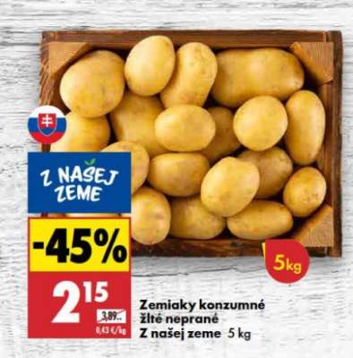 Zemiaky konzumné žlté neprané