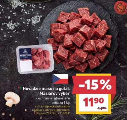 Hovädzie mäso na guláš Mäsiarov výber