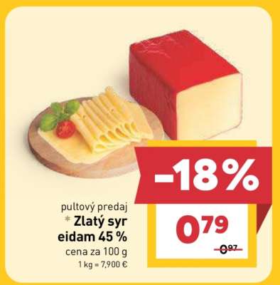 Zlatý syr Eidam 45 %