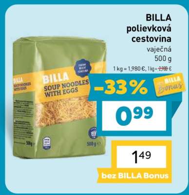 BILLA polievková cestovina