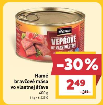 Hamé bravčové mäso vo vlastnej šťave