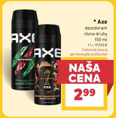 Axe dezodorant rôzne druhy