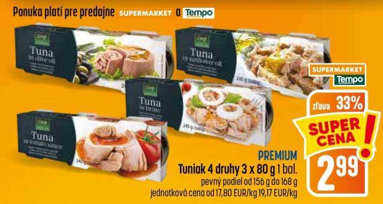Tuniak 4 druhy 3 x 80 g 1 bal.