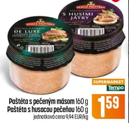 Paštéta s pečeným mäsom 160 g, Paštéta s husacou pečeňou 160 g