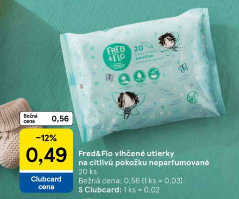 Fred&Flo vlhčené utierky na citlivú pokožku neparfumované