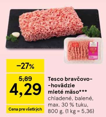 Tesco bravčovo-hovädzie mleté mäso