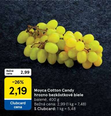 Moyca Cotton Candy hrozno bezkôstkové biele