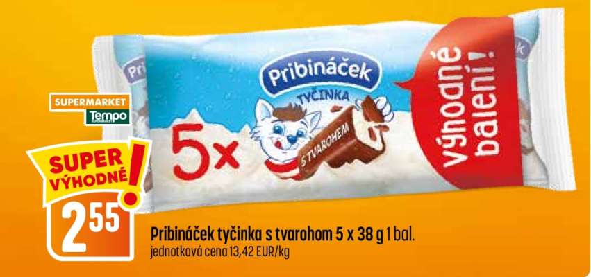 Pribináček tyčinka s tvarohom 5 x 38 g 1 bal.