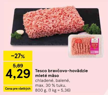 Tesco bravčovo-hovädzie mleté mäso