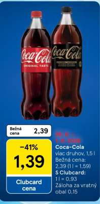 Coca-Cola viac druhov, 1,5 l