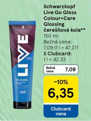 Schwarzkopf Live Go Gloss Colour+Care Glossing čerešňová kola**