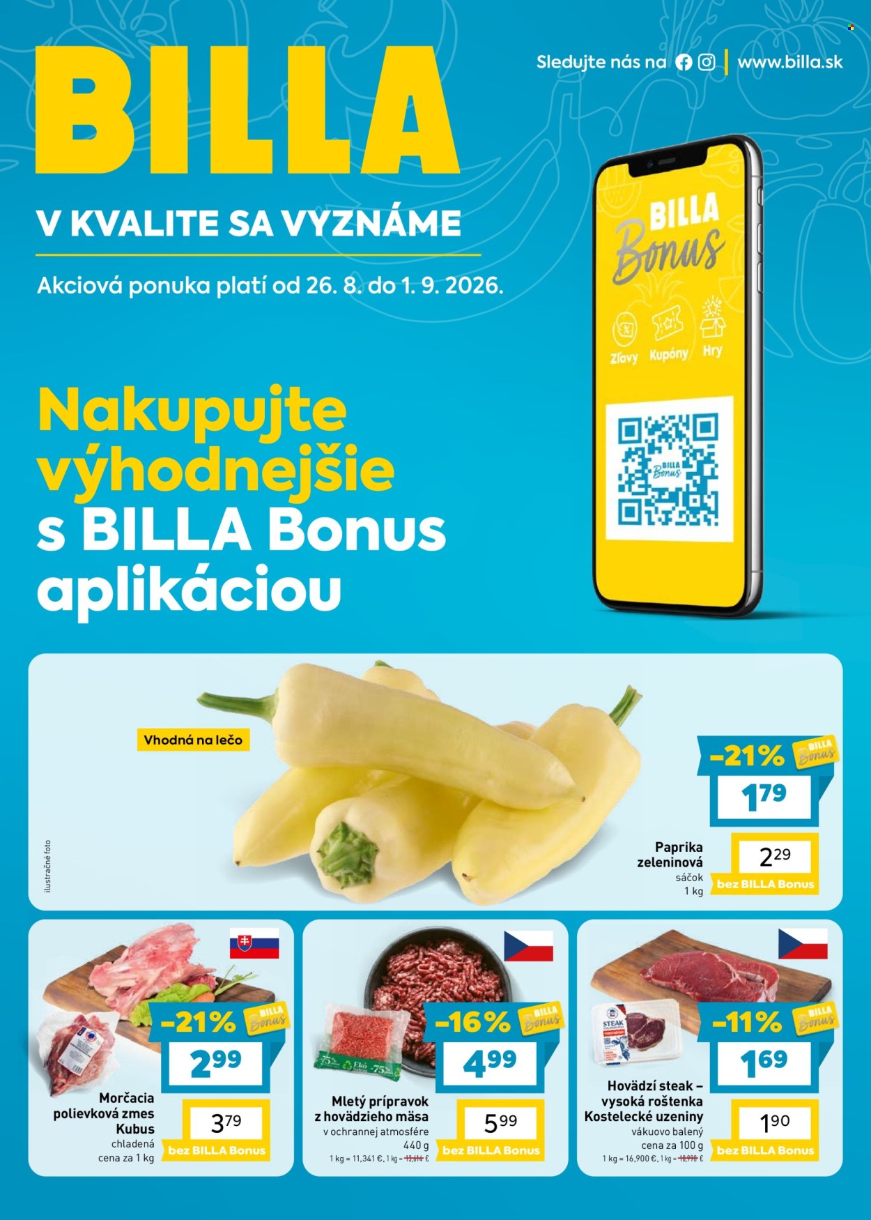 Leták Billa - 26.8.2026 - 1.9.2026. Strana 1