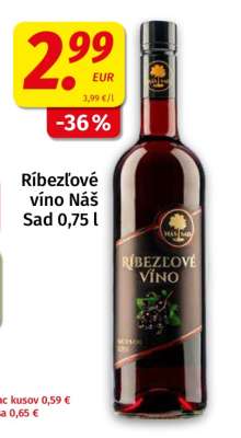 Ríbezľové víno Náš Sad 0,75 l