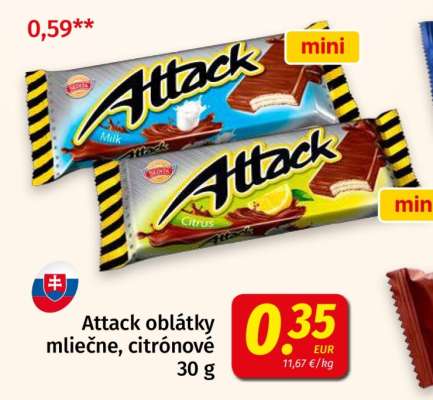 Attack oblátky mliečne, citrónové 30 g