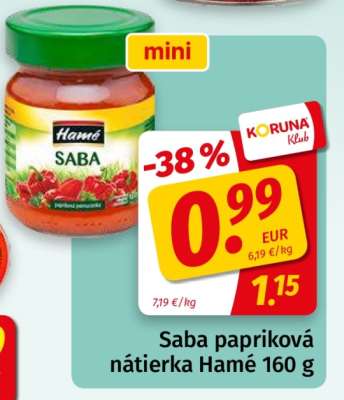 Saba papriková nátierka Hamé 160 g