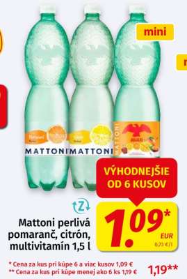 Mattoni perlivá pomaranč, citrón, multivitamín 1,5 l