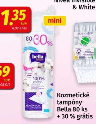 Kozmetické tampóny Bella 80 ks + 30 % grátis