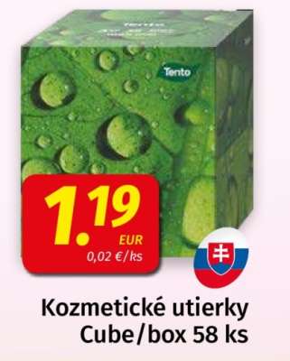 Kozmetické utierky Cube/box 58 ks