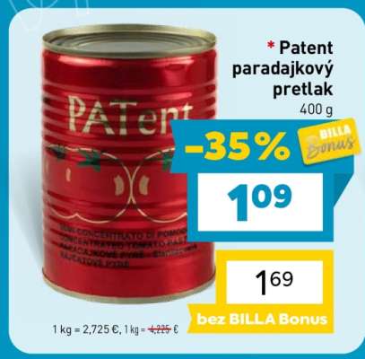 Patent paradajkový pretlak
