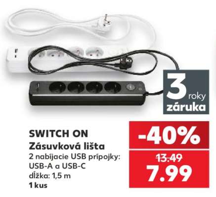 SWITCH ON Zásuvková lišta