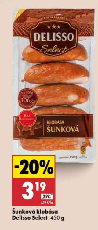 Šunková klobása Delisso Select 450 g
