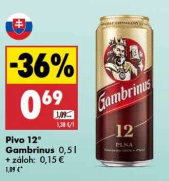 Pivo 12° Gambrinus 0,5 l
