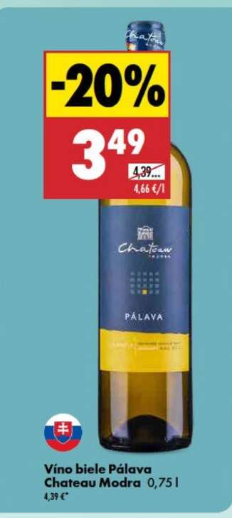 Víno biele Pálava Chateau Modra 0,75 l