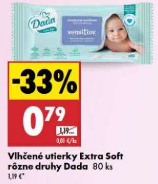 Vlhčené utierky extra soft rôzne druhy Dada 80 ks