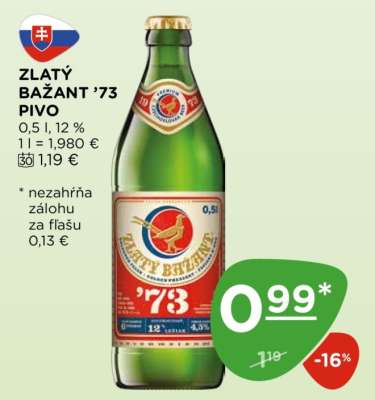 ZLATÝ BAŽANT ’73 PIVO