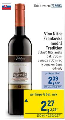 Víno Nitra Frankovka modrá Tradition